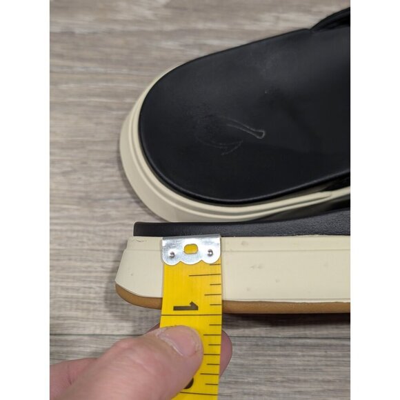 Olukai Nu'a Pi'o Sandals Womens Sz 10 Black Grip Rubber Flip Flops 20445 Summer - Picture 9 of 16